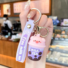 Load image into Gallery viewer, Pig Milk Tea Keychain
