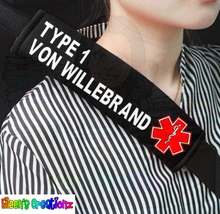 Load image into Gallery viewer, Medical Seat Belt Covers: Hemophilia A/B, Von Willebrand 1/2/3, Diabetes 1/2, Hearing Impaired