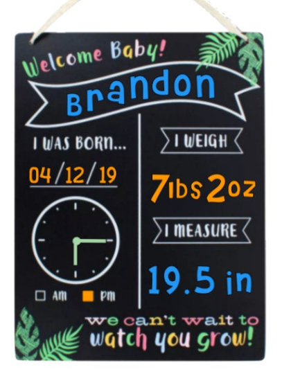Baby Announcement Chalkboard Sign
